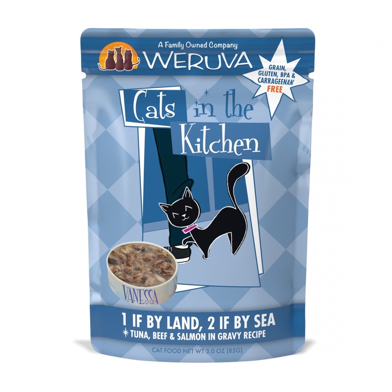 Cats In the Kitchen 1 If by Land 2 If by Sea Pouches Wet Grain-Free Cat Food 3 oz, case of 12
