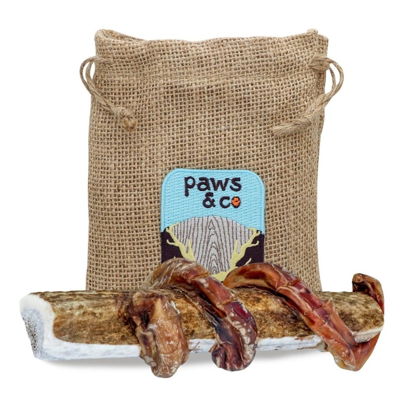 Paws & Co Bully Stick Wrapped Split Elk Antler Chews Large X-Large Dogs 7.25″