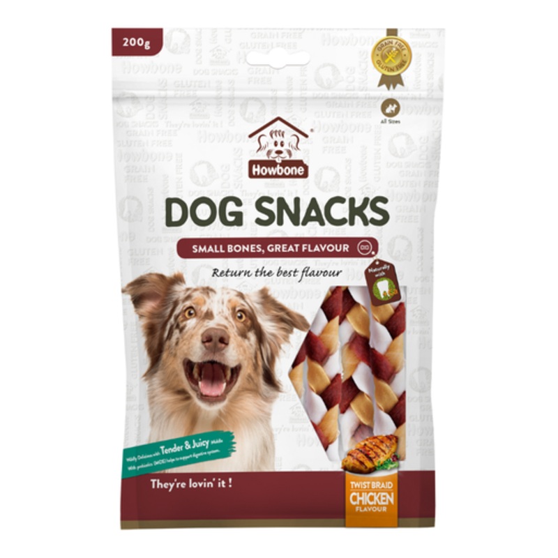 Howbone Dog Snack -Twist Braid 200g –  Chicken Flavour