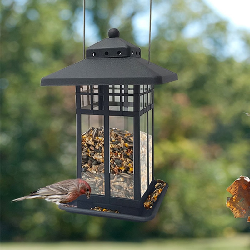 Mission Style Hopper Seed Feeder