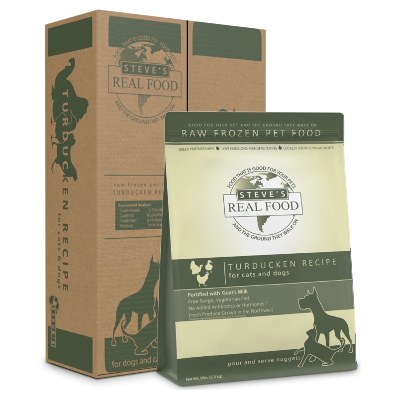 Steve’s Real Food Raw Frozen Turducken Diet Food for Dogs & Cats 5 lb nuggets