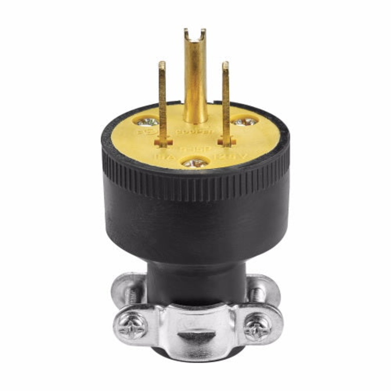 Eaton Cooper Wiring Straight Blade Plug 15A, 125V Black 125V Black