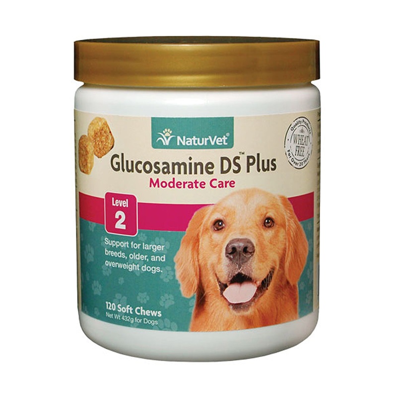 Naturvet Glucosamine DS Plus Wheat Free Level 2 Moderate Care Dogs & Cats Soft Chews 120 Count