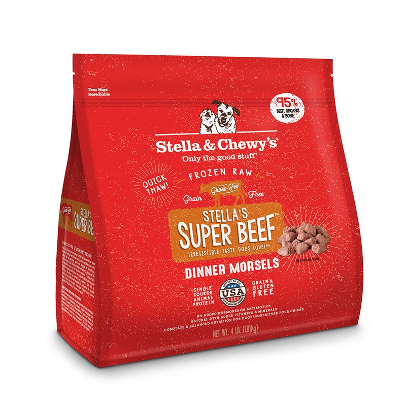 Stellas Super Beef Frozen Raw Dinner Morsels 4 lb