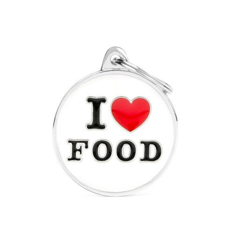 MyFamily Charms Big “I Love Food” ID Tag