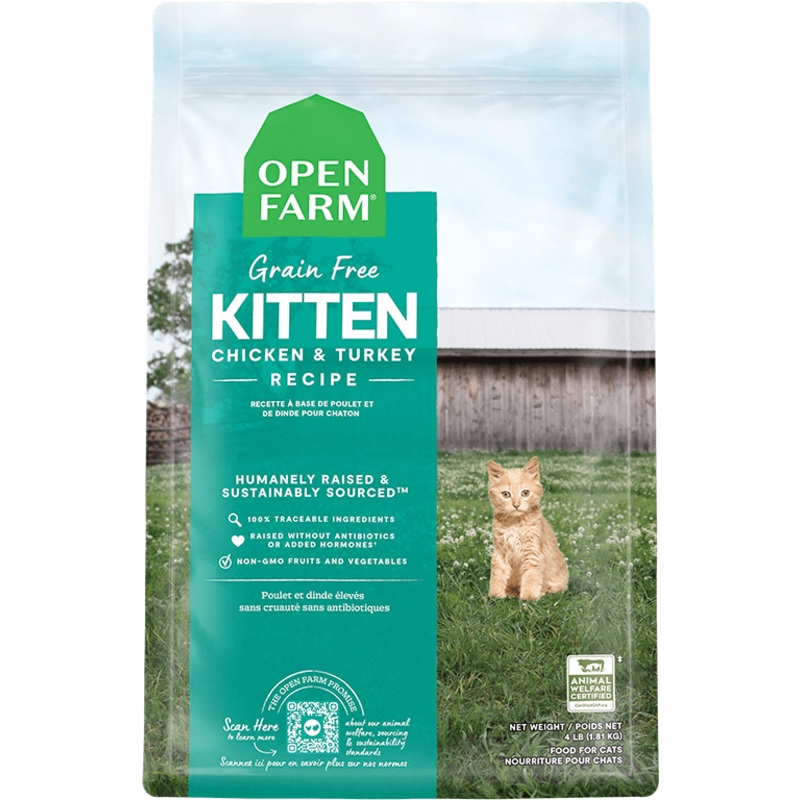 Open Farm Grain Free Kitten Chicken and Turkey Recipe Dry Food 4 lb