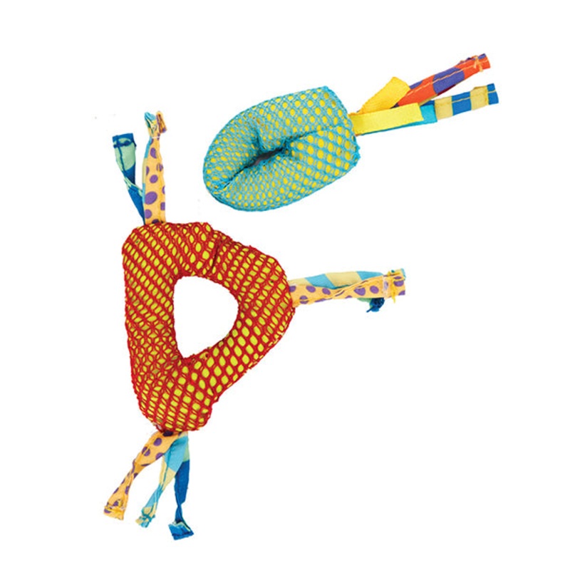 Colorful Catnip Plush with Mesh Dental Health Cat Chew Toy 3 in