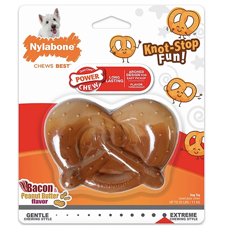 Power Chew Pretzel Bacon & Peanut Butter Flavored Dog Chew Toy Small