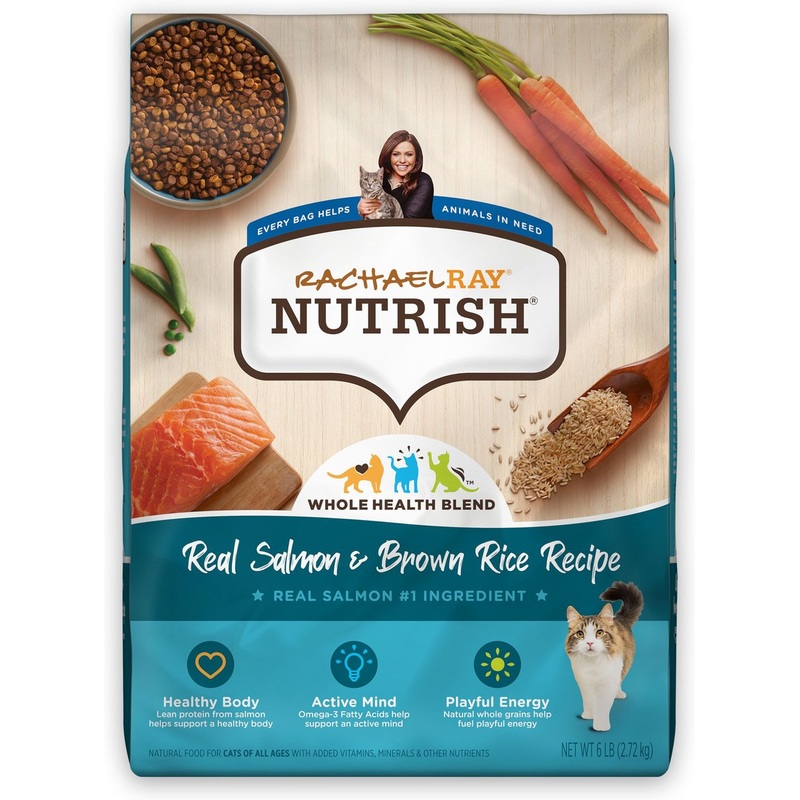 Rachael Ray Nutrish Natural Salmon & Brown Rice Recipe Dry Cat Food, 6 lbs
