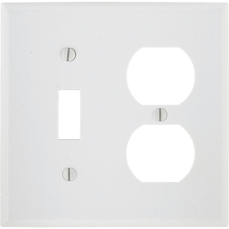 Leviton 2-Gang Plastic Single Toggle/Duplex Outlet Wall Plate, White