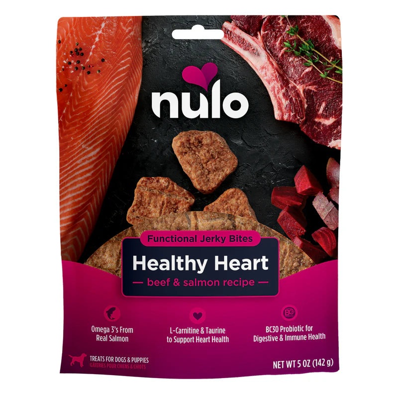 Nulo Functional Jerky Healthy Heart Beef & Salmon Dog Treats 5 oz