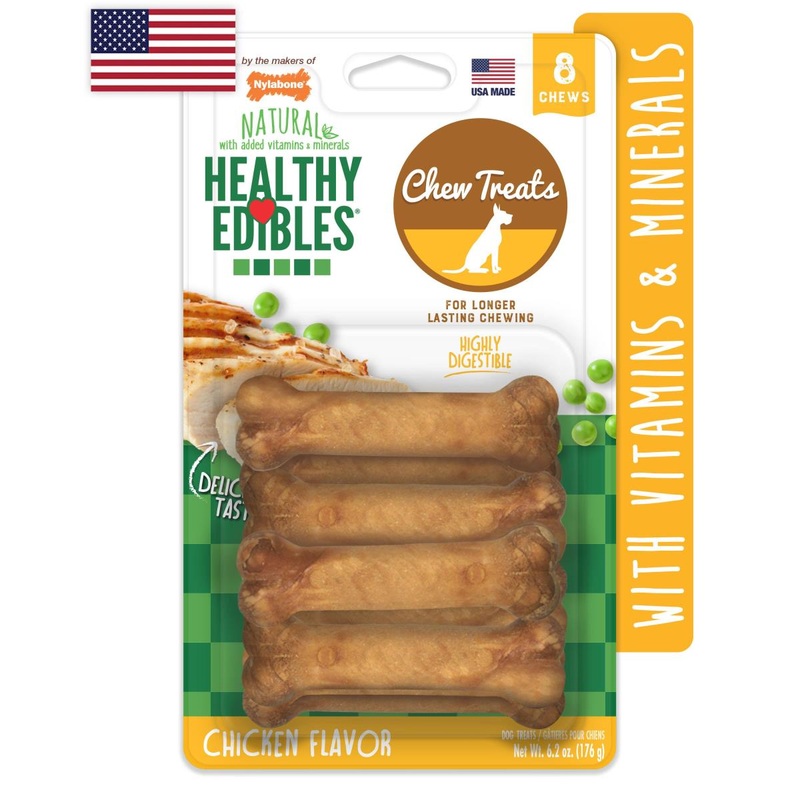 Nylabone Natural Healthy Edibles Chicken Flavored Bone – Petite, 8 Count