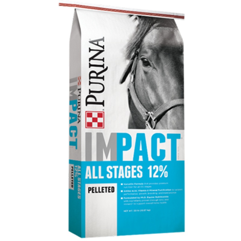 Purina Impact All Stages 12% Pelleted Horse Feed 50 lbs