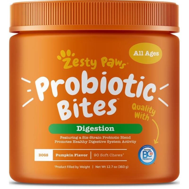 Zesty Paws Probiotic Bites with Digestive Enzymes Pumpkin Soft Chews for Dogs