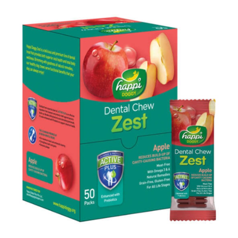 Happi Doggy Dental Chew Zest-Apple-4” (Display Box-50pcs)