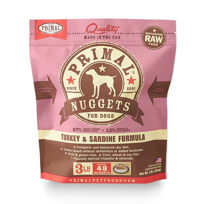 Primal Raw/Frozen Turkey & Sardine Nuggets Canine Formula 3 lb
