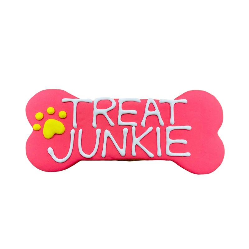 6″ Dog Cookie | Treat Junkie | Dog Treats Pink White
