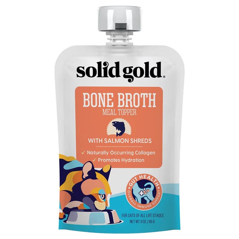 Solid Gold Bone Broth Salmon Shreds Grain-Free Wet Cat Food Topper 3 oz