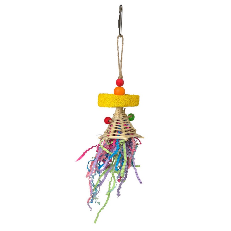 A&E Cages Happy Beaks Confetti Cannon Loofah Hanging Bird Toy