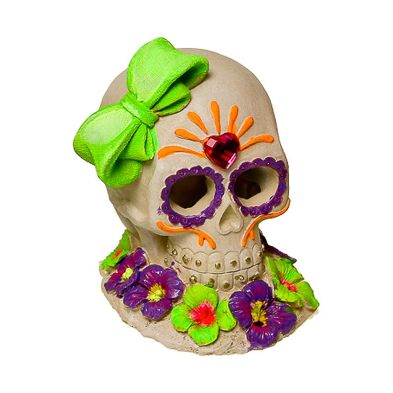 Exotic Environments Sugar Skull Gem & Bow Glow Ornament