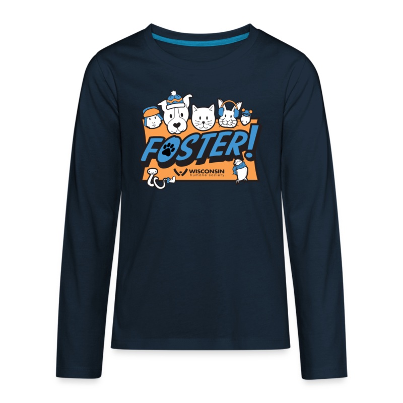 Foster Winter Logo Kids’ Premium Long Sleeve T-Shirt deep navy Youth XS