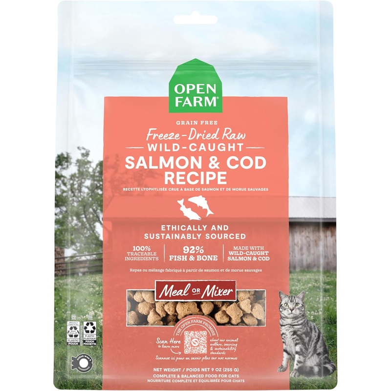 Open Farm Wild-Caught Salmon & Cod Freeze Dried Raw Cat Food 9oz