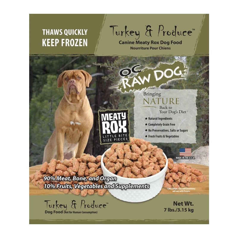 OC Raw Frozen Turkey & Produce Meaty Rox for Dogs 7lb