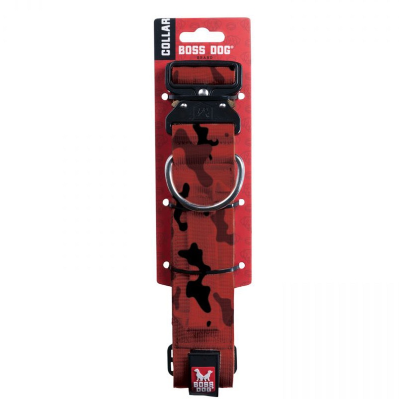 Boss Dog Tactical Collar 1.5″ Wide 17″-22″ Large Camo Red