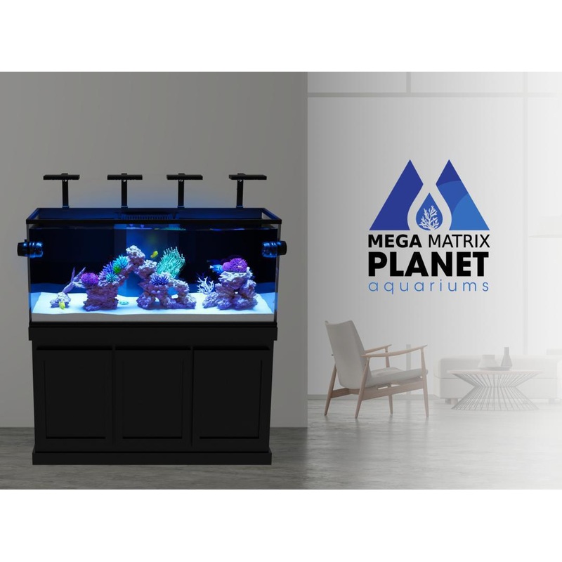 MEGA MATRIX Rimless Aquarium 24″ x 24″ x 25H, External Overflow, Black Background
