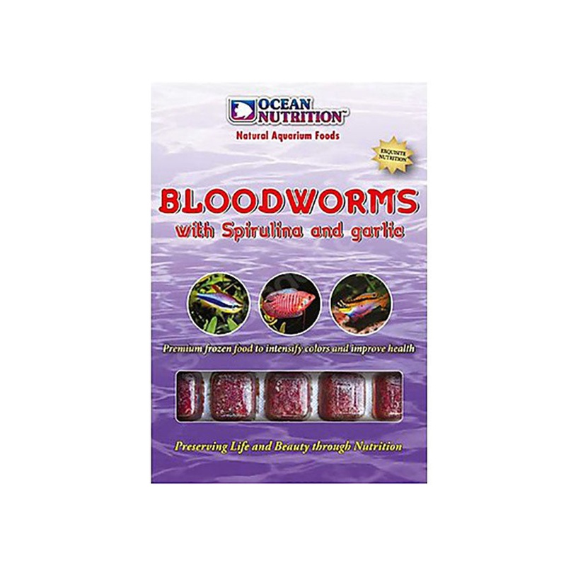 Ocean Nutrition Frozen Bloodworm with Spirulina and Garlic – 12 Pack 100g
