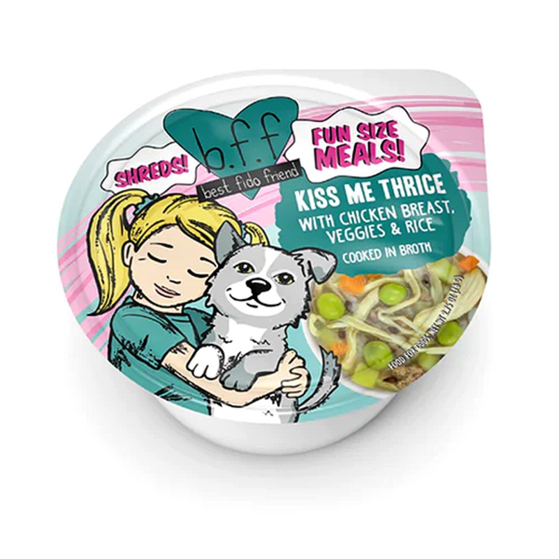 B.F.F. Fun Size Meals Kiss Me Thrice White Rice, Chicken Breast & Veggies Cup Wet Dog Food 2.75oz Cups case of 12