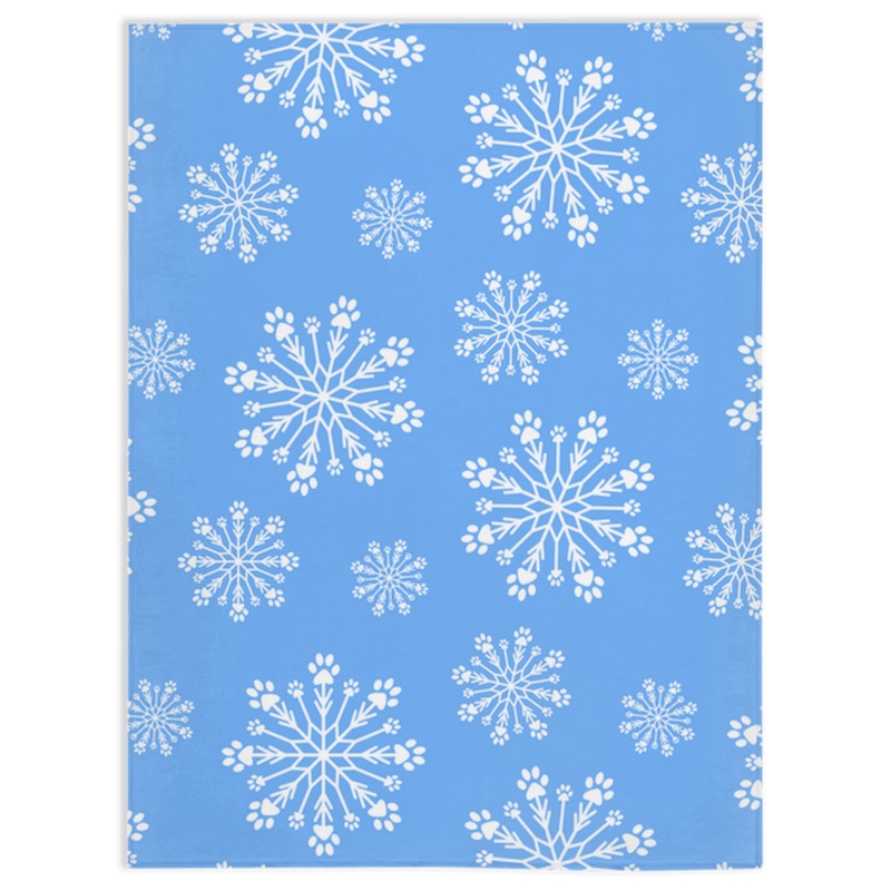 Paw Snowflake Minky Blanket – Blue/White 30×40 inch Single Sided
