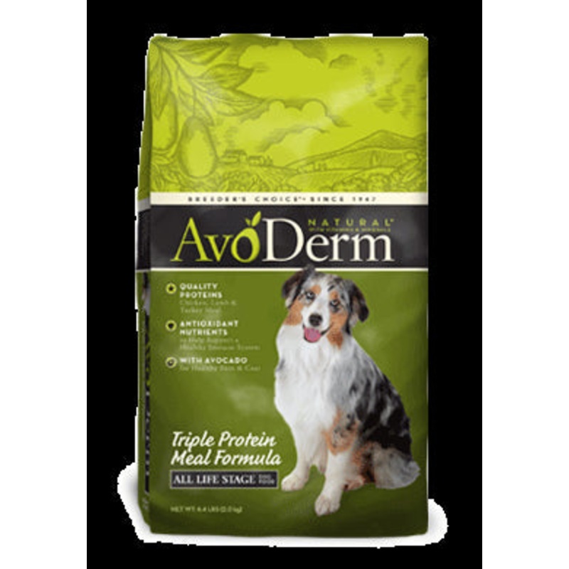 AvoDerm Triple Protein Dry Dog Food – Chicken, Lamb and Turkey – 30lb Bag