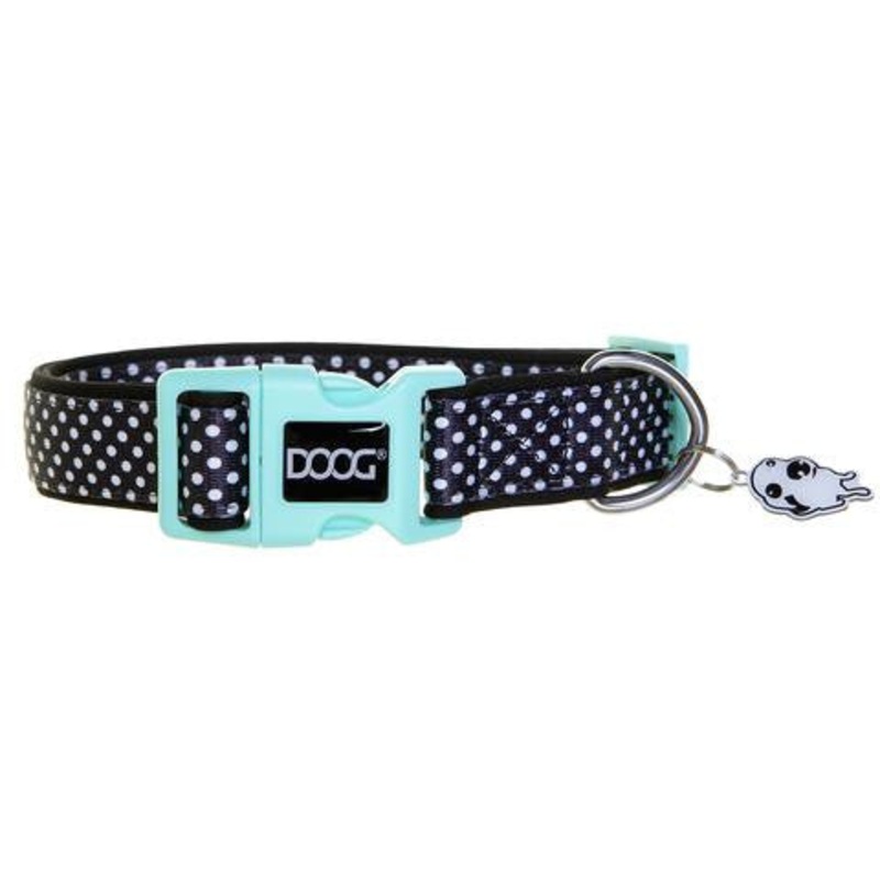 DOOG Neoprene Dog Collar Pongo Black/White Polka Dot X-Small