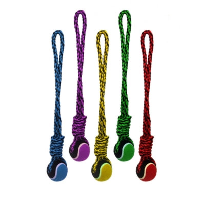 MultiPet Nuts for Knots Rope Tug with Tennis Ball Dog Toy 14″