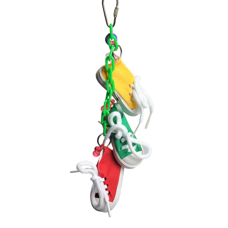 Happy Beaks Sneakers On A Line Bird Toy