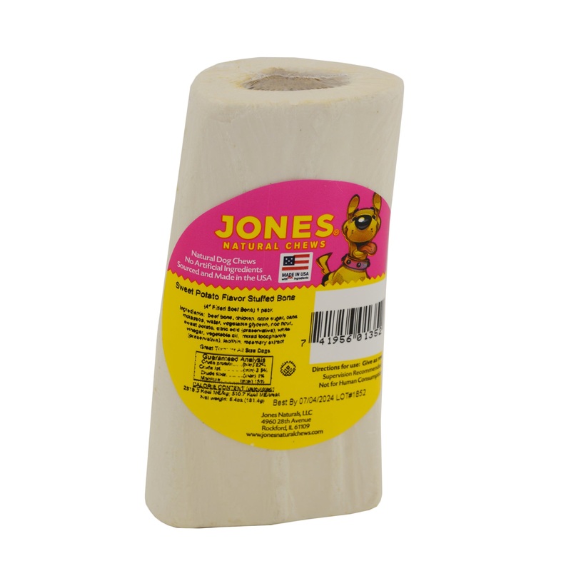 Jones Natural Chews 4″ Stuffed Bone Sweet Potato Flavor Dog Bone Sweet Potato