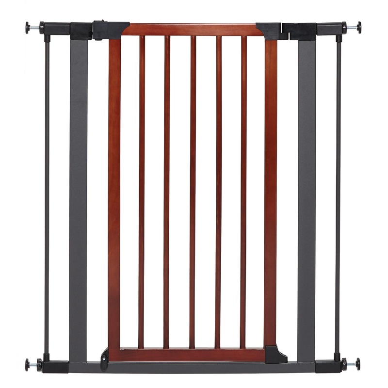 Mid West Tall Steel Pet Gate with Decorative Wood Door 39 Inch