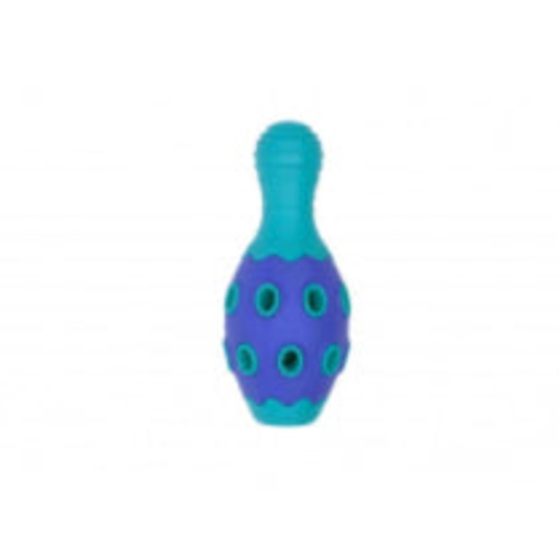 BUDZ Rubber Dog Toy Astro BOWLING PIN 6″ BLUE