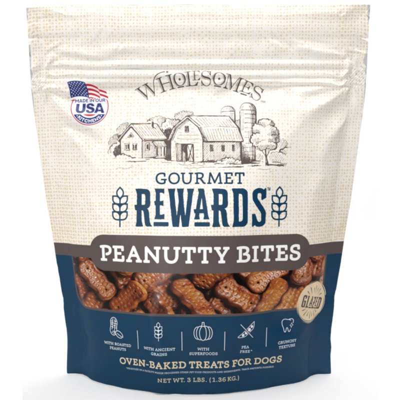Wholesomes Gourmet Rewards Peanutty Bites Biscuit Dog Treats 3lb