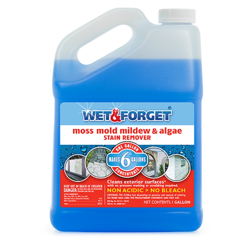 Wet & Forget Outdoor Cleaner Concentrate Moss, Mold, Mildew & Algae Stain Remover 1/2 Gal