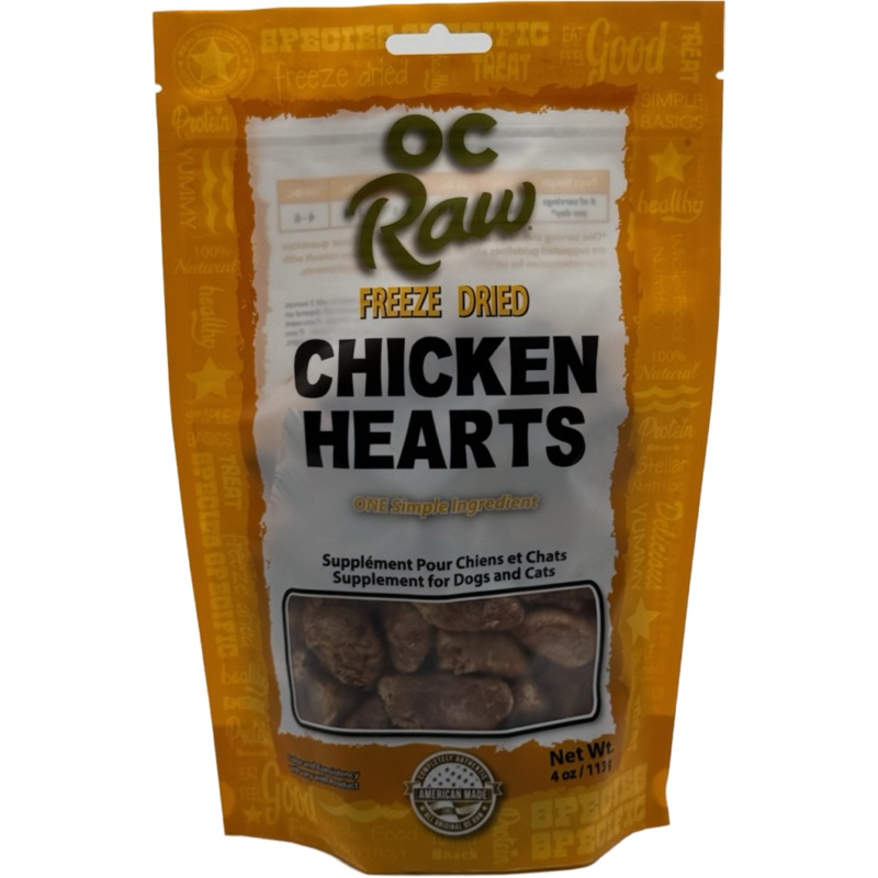OC Raw Dog Freeze-Fried Chicken Hearts 4 oz
