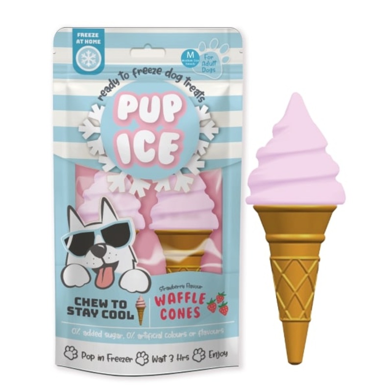 Pup Ice Waffle Cones Strawberry 2-Pack 2-Pack