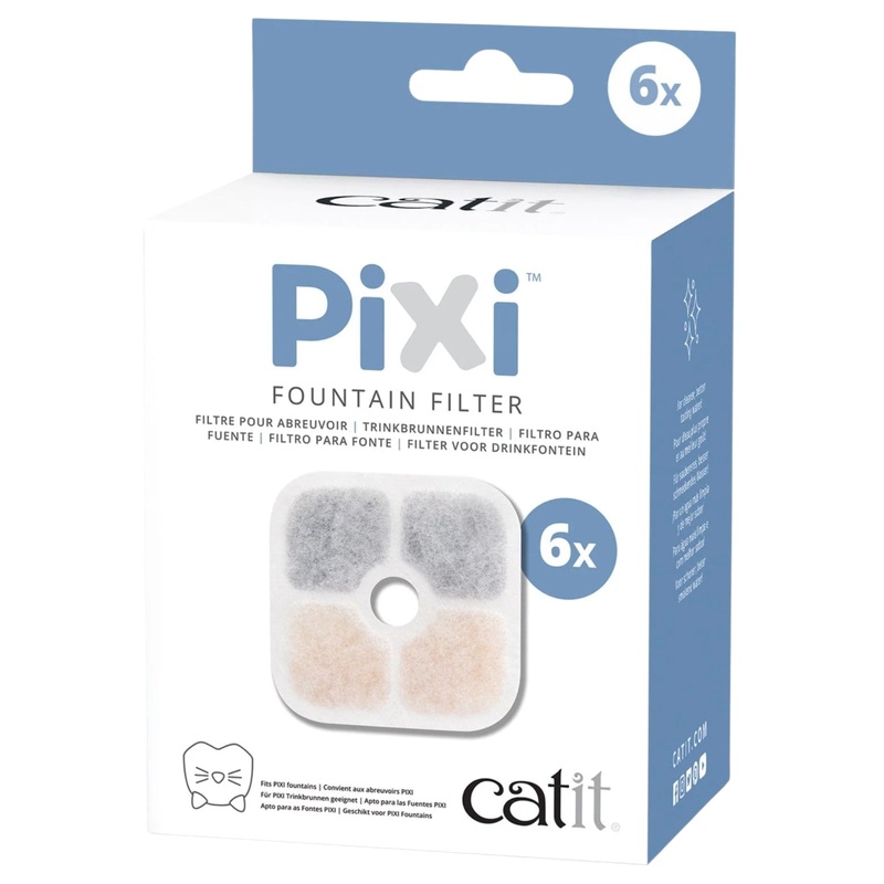 Catit PIXI Fountain Filter 6 Pack  Triple Action Replacement Filters for Fresh, Clean Water