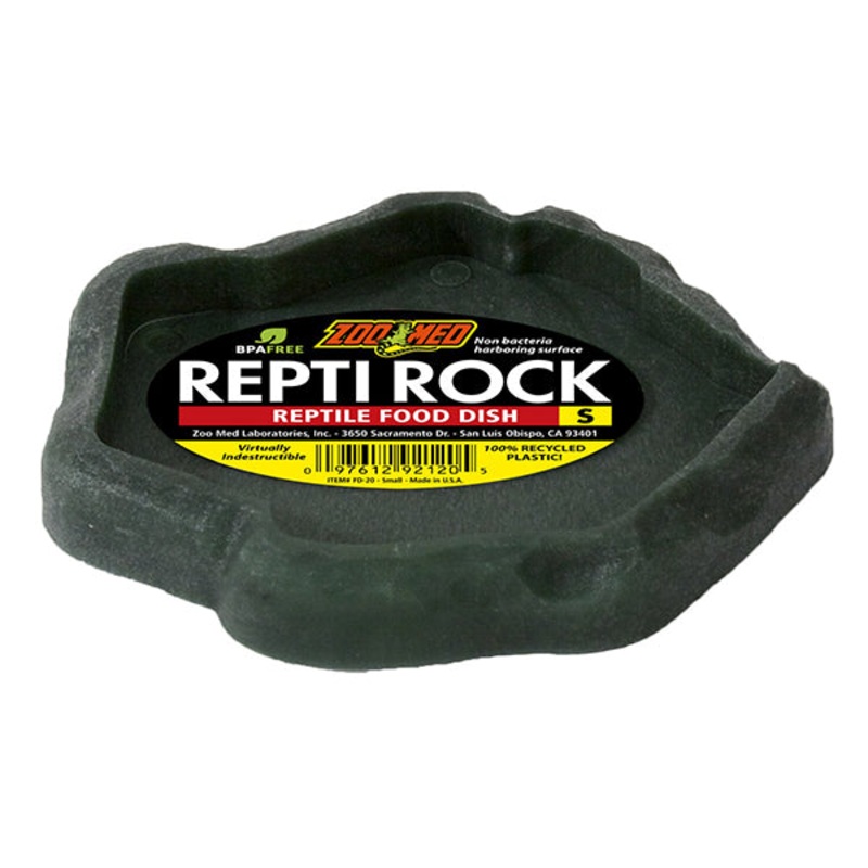 Repti Rock Realistic Artificial Stone Polystyrene Reptile Food Dish Small ( .75-in H x 5-in W x 5.5-in L )