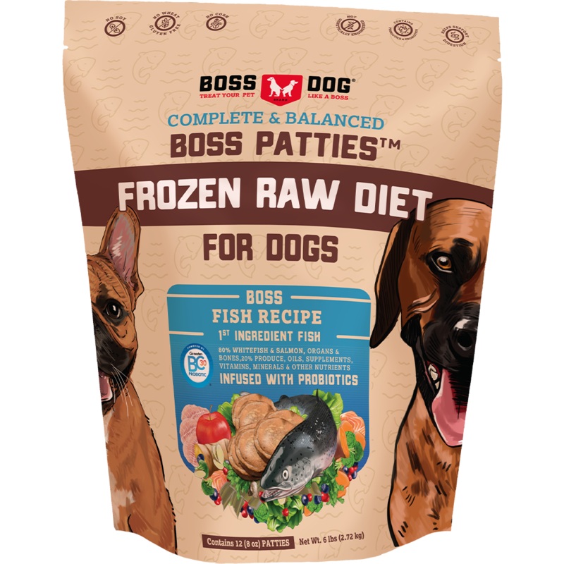Boss Dog Raw Frozen Boss Patties Boss Nuggs Fish Recipe 6 lb