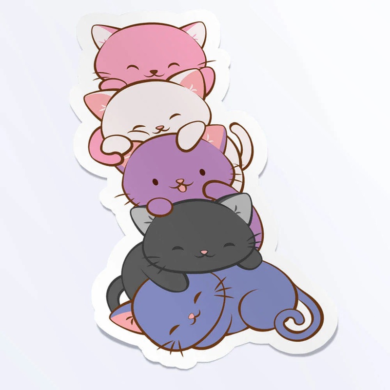 Genderfluid Cat Pile Pride Flag Vinyl Sticker