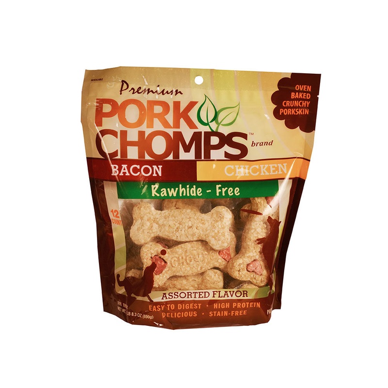 Pork Chomps Assorted Flavor Baked Crunchy Bone Dog Treats 4 Inch 12 Count