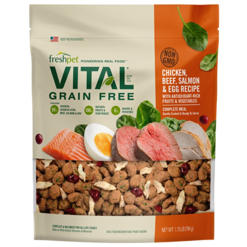 Freshpet Vital Complete Meal Grain Free Chicken, Beef, Salmon & Egg Refrigerated Dog Food 1.75-lb