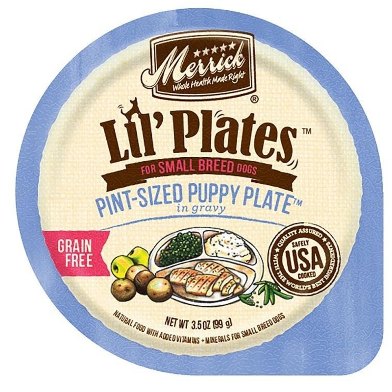 Merrick Lil’ Plates Small Breed Grain Free Pint Size Puppy Plate in Gravy Dog Food Tray